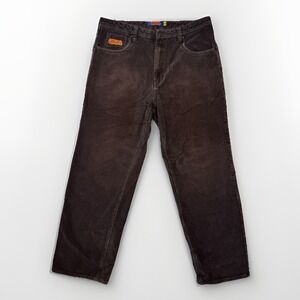 Empyre Relax Corduroy Pants Size 34x29 Loose Baggy Skate Embroidered Brown